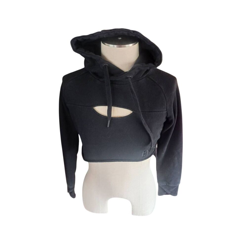 Gymshark extra small black hoodie raw edge cutout
